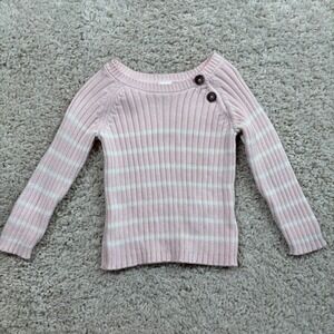 Baby B'gosh Striped Ribbed Sweater Kids 18M Pink Excellent Button Shoulder
